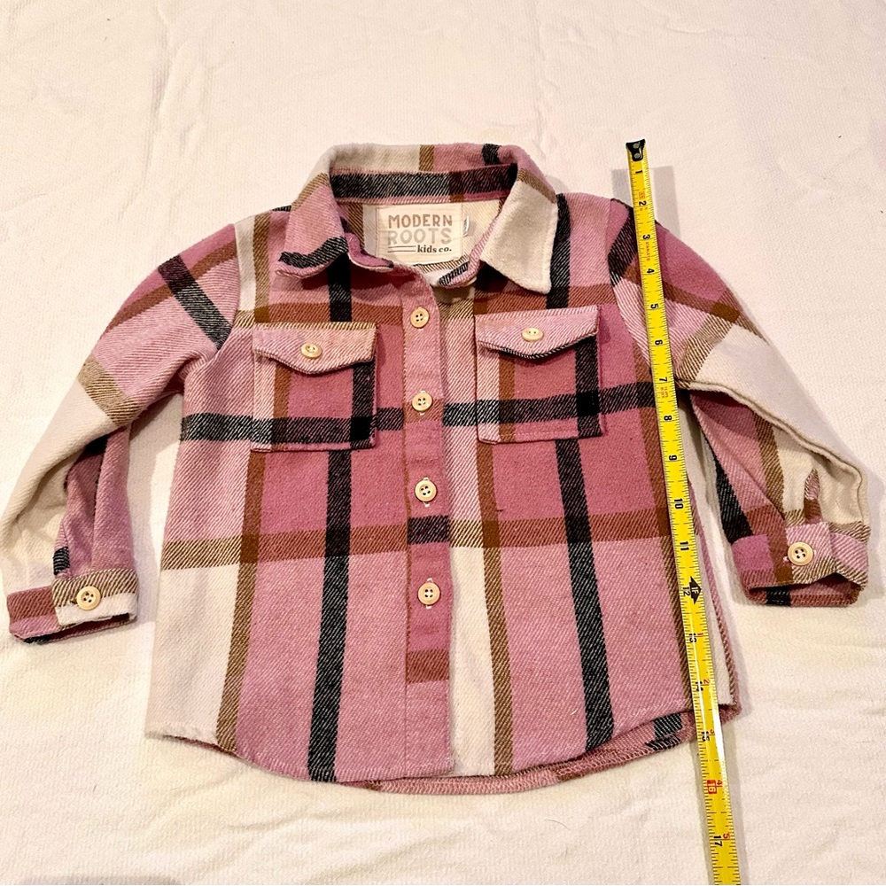 Boutique‎ Brand Modern Roots ~ Toddler Kids Pink Plaid Flannel Shirt
